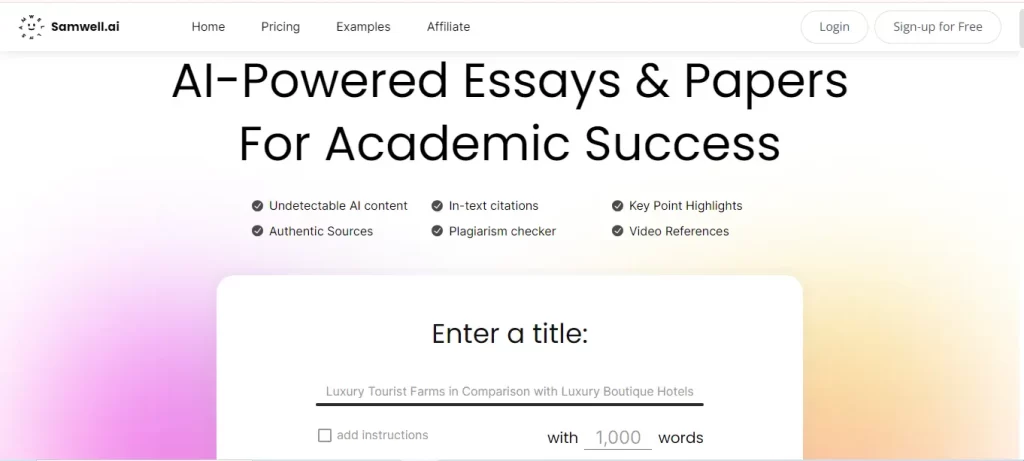 Samwell AI Essay Writer Review, Features, Pricing